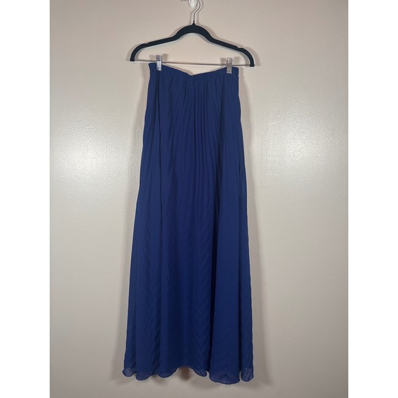 Ya Los Angeles Dresses & Skirts - YA Los Angeles Royal Blue Silk Blend Pleated Maxi Skirt Chevron Women's M
